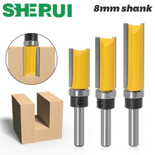 1-3 pces 8mm shank flush guarnição roteador bit padrão superior inferior rolamento 5/8