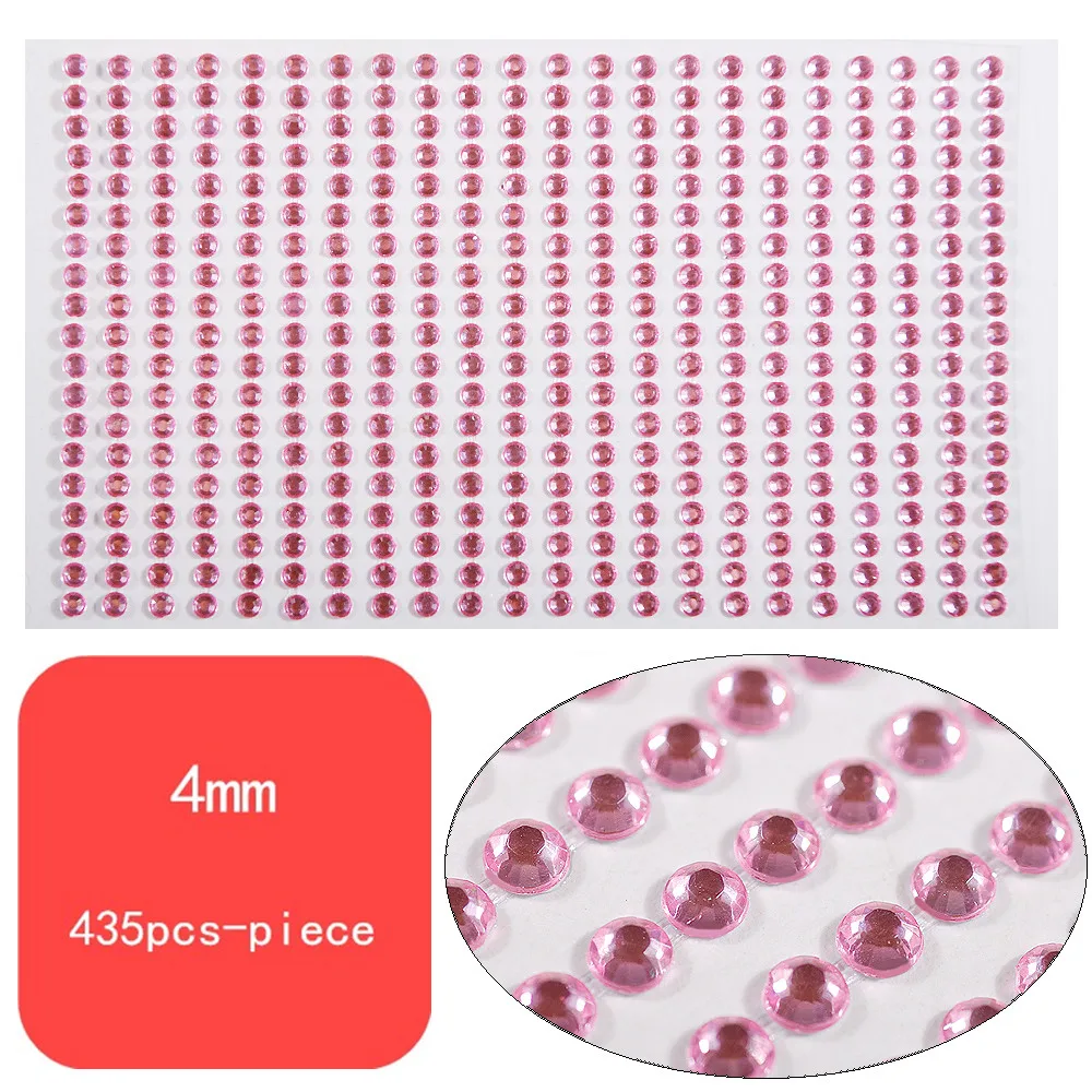 light pink 3/4/5 мм самоклеющиеся Стикеры со стразами для ногтей ног дизайн аппликация Маникюр Скрапбукинг наклейки - Цвет: light pink