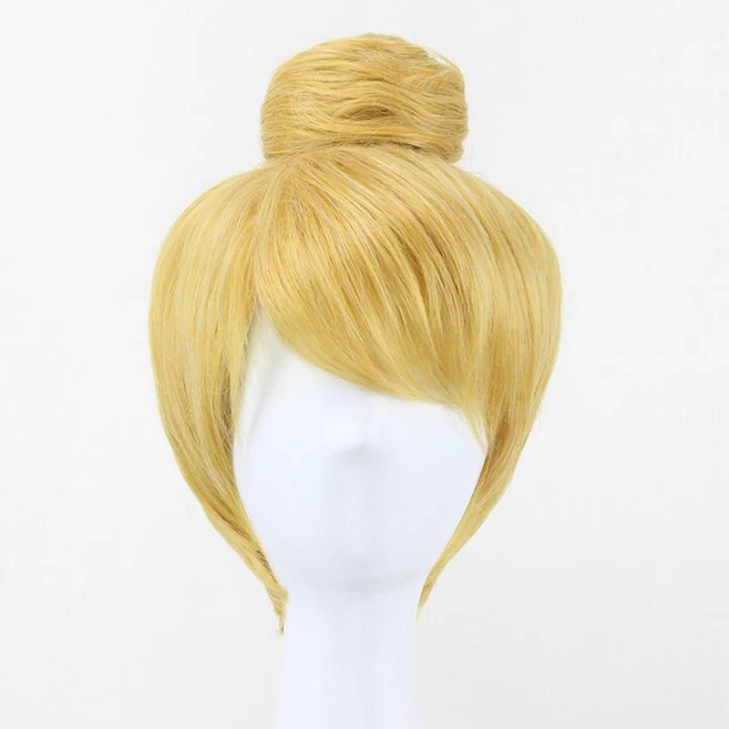 

Tinker Bell 30cm Short Blonde Cosplay Full Hair Wigs Princess Tinkerbell Adult Size Synthetic+ Free Wig Cap