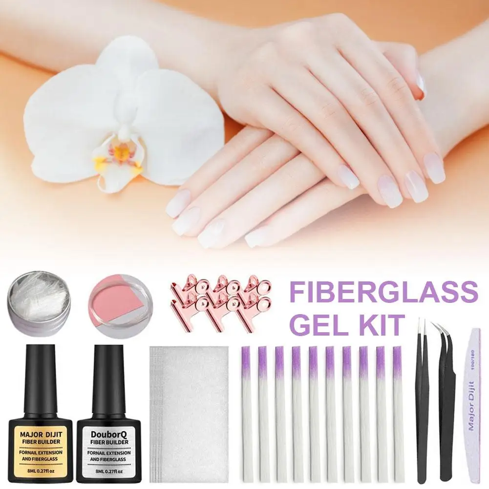 Набор гелей для наращивания ногтей из стекловолокна, акриловый набор для маникюра из стекловолокна