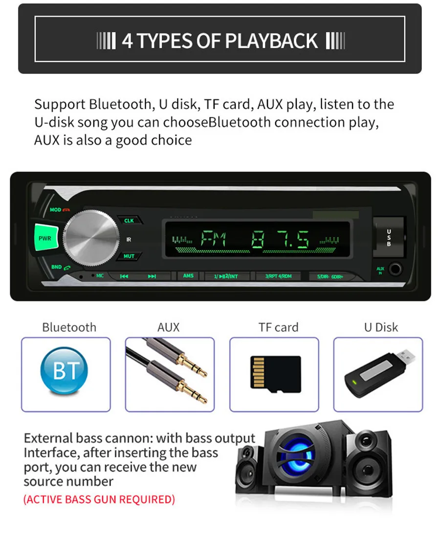 Автомагнитола 1 Din FM USB AUX автомобильная MP3 Автомагнитола 1din Автомагнитола