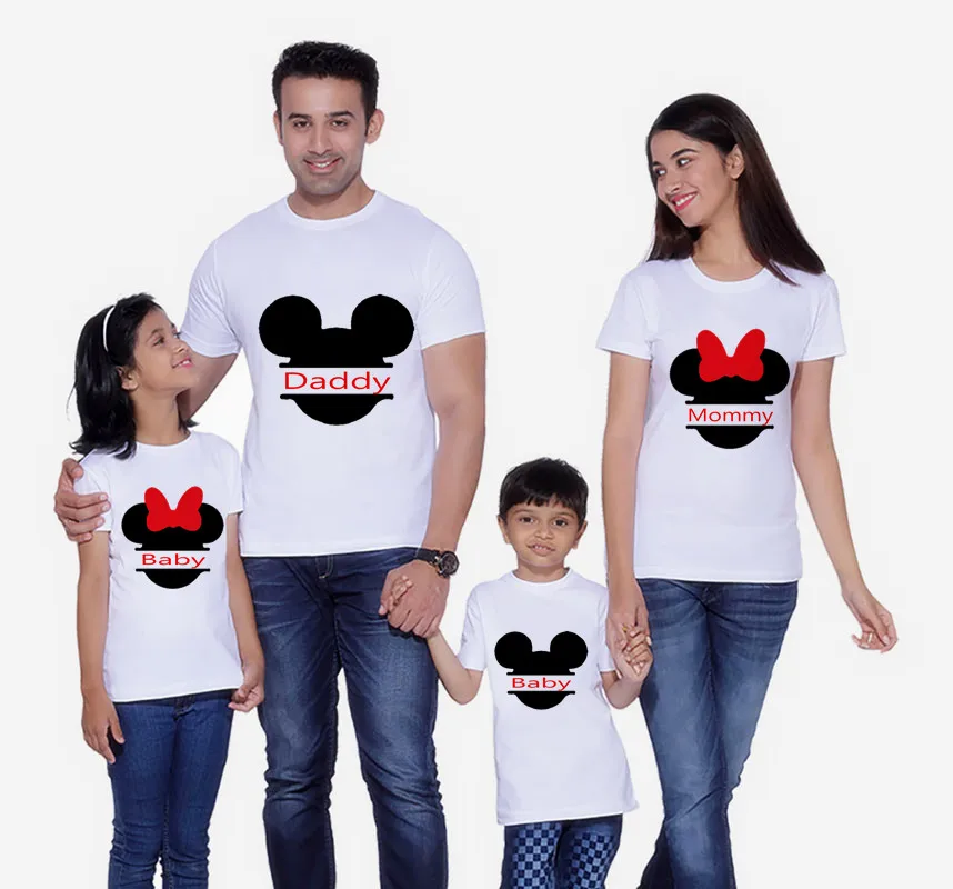 

Mouse Head Family Matching Clothes Mother and Daughter Clothes Minnie Head T-shirt Boy Clothes Birthday Short Sleeve T-shirt