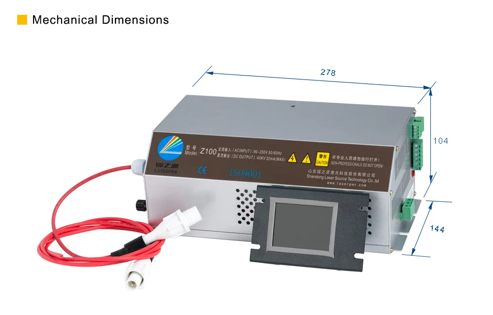 Cloudray 100-120 Вт CO2 лазерный источник питания монитор AC90-250V трубка EFR для CO2 лазерной гравировки резки Z100 Z серии