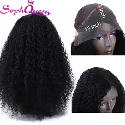 Соф queen hair 13*4 Синтетические волосы на кружеве человеческих волос парики для черные женские предварительно сорвал перуанские вьющиеся