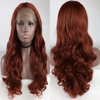 

Bombshell Copper Orange Synthetic 13*3 Lace Front Wig Body Wave Heat Resistant Fiber Hair Natural Hairline For White Women Wigs