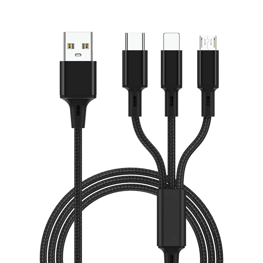 3 в 1 USB кабель для мобильного телефона Micro usb type C зарядный кабель для смартфона зарядный кабель Micro зарядный usb-шнур - Цвет: Черный