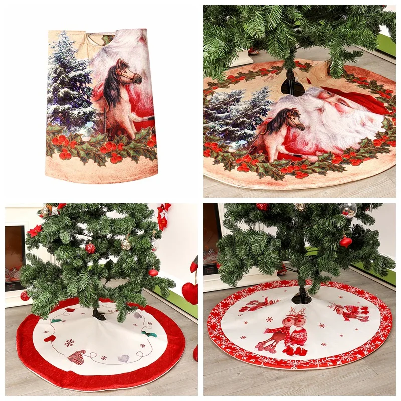 48-Inch Christmas Tree Skirt Large Sized Invisible Nylon Clasp Xmas Tree Apron Festival Party Decoration Supplies