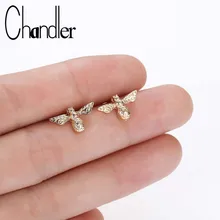 Чандлер милые маленькие шмели гвоздики Пчелка серьги для женщин насекомое летающая птица мед творческие серьги в виде пчел Золото Серебро Цвет Bronics