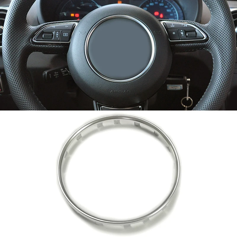 per A1 A4 B9 A5 A6 C7 A7 Auto ABS Cromato Anello del Volante Trim Adesivo Cornice Paillettes Accessori di Copertura(for A7 2012-2017