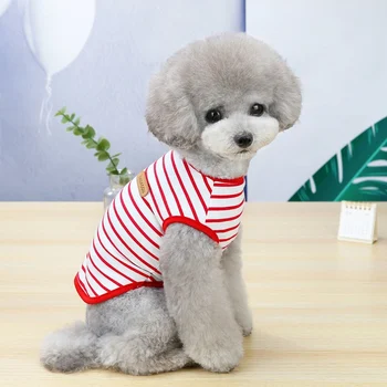 Summer Striped Dog Clothes Soft T-shirt Thin Dog Vest Striped Round Neck T-shirt For Small Dog Pet Puppy Vest Breathable T-shirt 5
