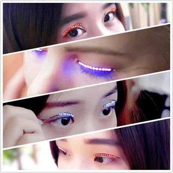 

1Pair LED Light False Eyelashes Waterproof Unisex Shining Charming Eyelashes Makeup False Eyelashes For Party Club Halloween