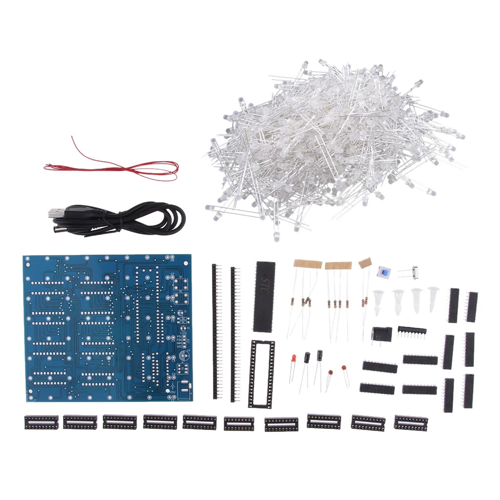 3D8 8x8x8 LED Cube 3D Light Blue LED Electronic DIY Kit for Arduino