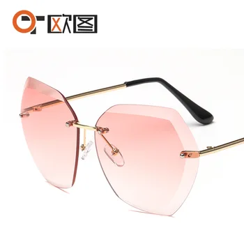 

New Style Oceans PCs Sun Glasses Occident Fashion Glasses Trim Women's Sunglasses Frameless Metal Sunglasses 1263