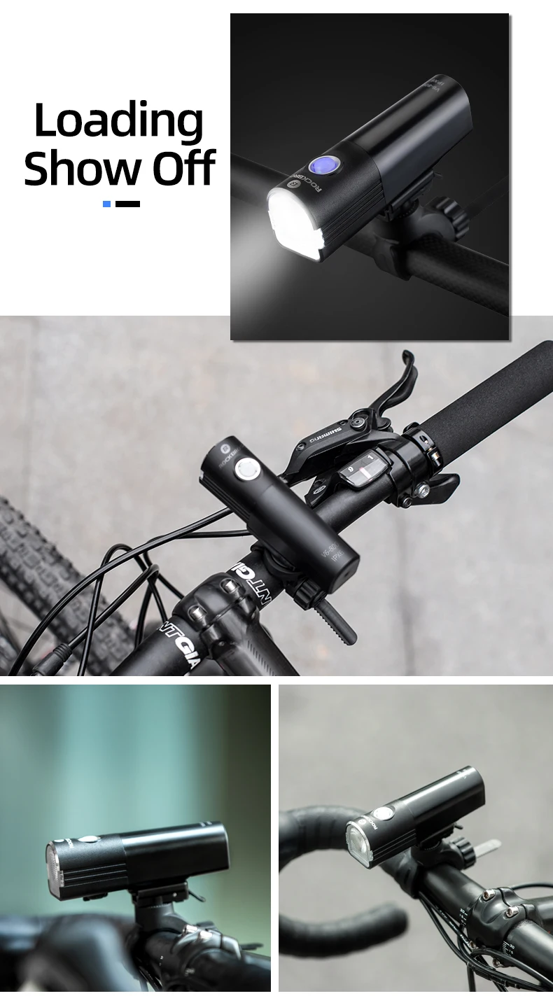 ROCKBROS Bike Light Rainproof Bicycle Front Lamp USB Charging Headlight 800 Lumen Multiple Modes Flashlight Cycling Accessories