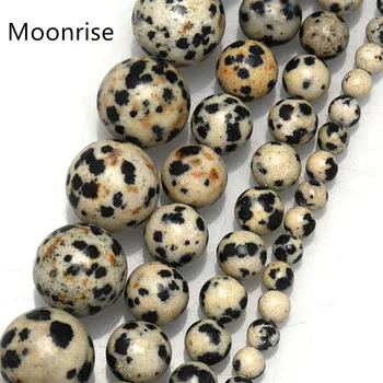 

Natural Matte Frosted Dalmation Spot Gemstone 4/6/8/10/12mm Loose Beads 1Strand 15.5" For Bracelet Necklace Jewelry Making