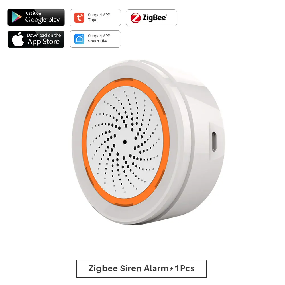 ZigBee Tuya Siren Alarm With Temperature Humidity Sensor 90dB Sound Light Home Security Alarm Works SmartLife APP Zigbee Gateway home alarm key pad Alarms & Sensors