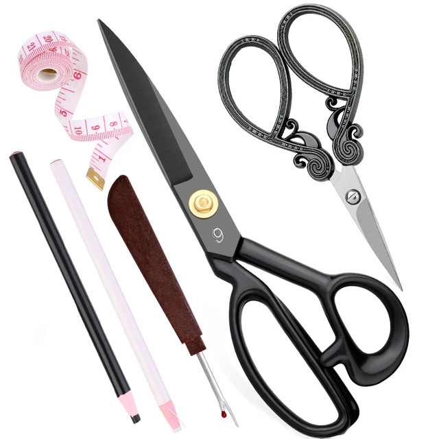 LMDZ Sewing Scissors Set With Yarn Scissors Tape Measure Black