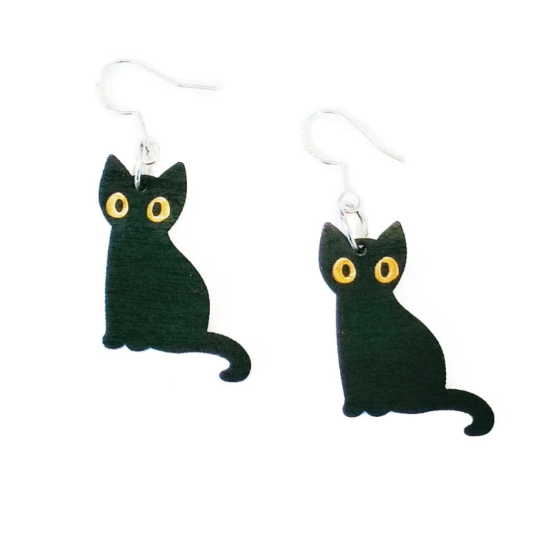 Black Cat Halloween Earrings Halloween Skeleton Earrings Halloween Dangle Earrings Dangle