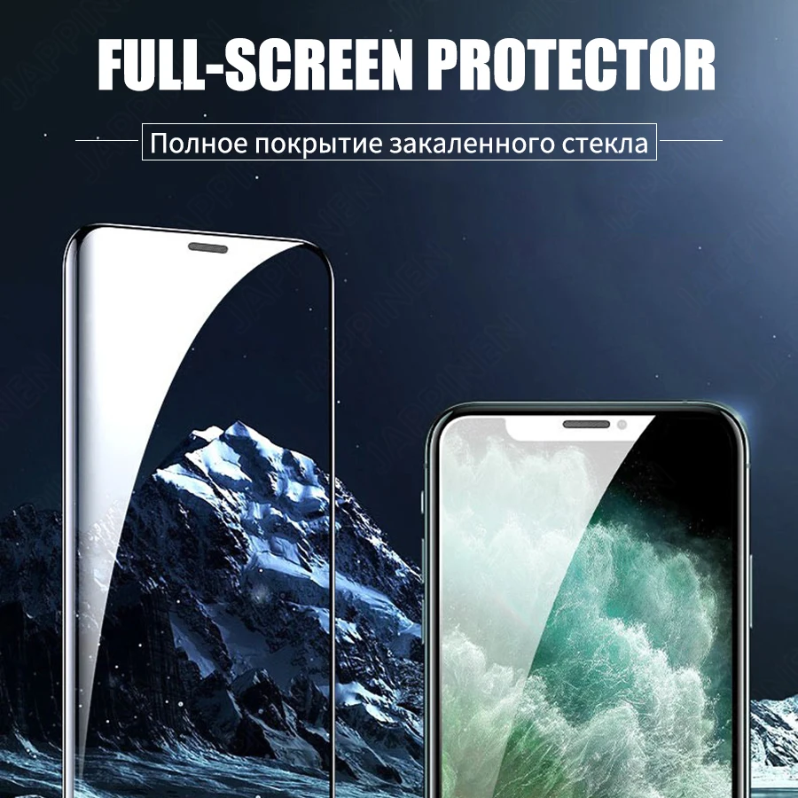 Полное клеевое закаленное стекло 9H для iPhone 11 Pro Max Защита экрана XR XS X 7 8 6 6S Plus