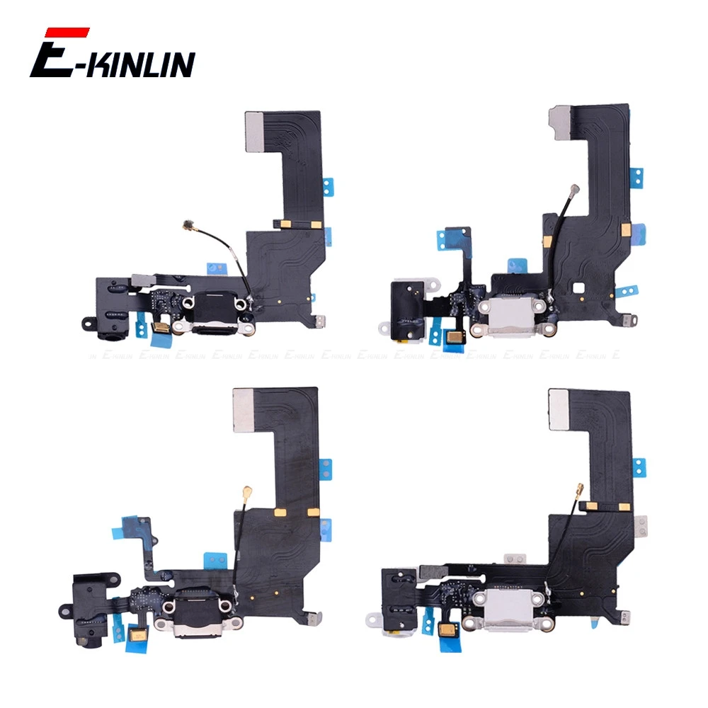 

USB Charger Plug Charging Port Dock Connector Flex Cable For iPhone 4 4S 5 5S 5C With MicroPhone HeadPhone Audio Jack Parts