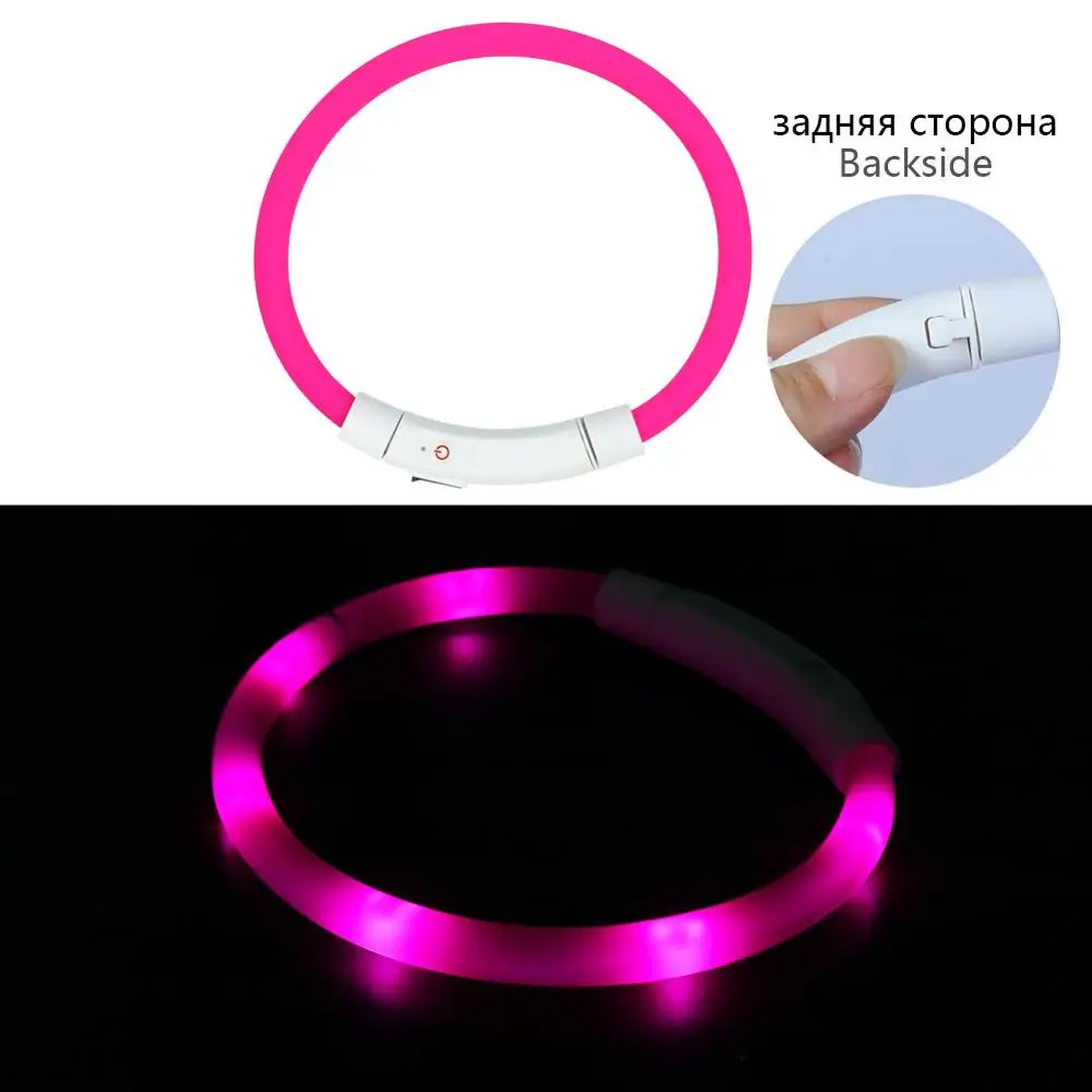 Buckle Pink B Usb зарядка Регулируемый ошейник для собак светодиодный перезаряжаемый ночной мигающий светящийся ошейник для собак пластиковый однотонный ошейник для собак - Цвет: Buckle Pink B