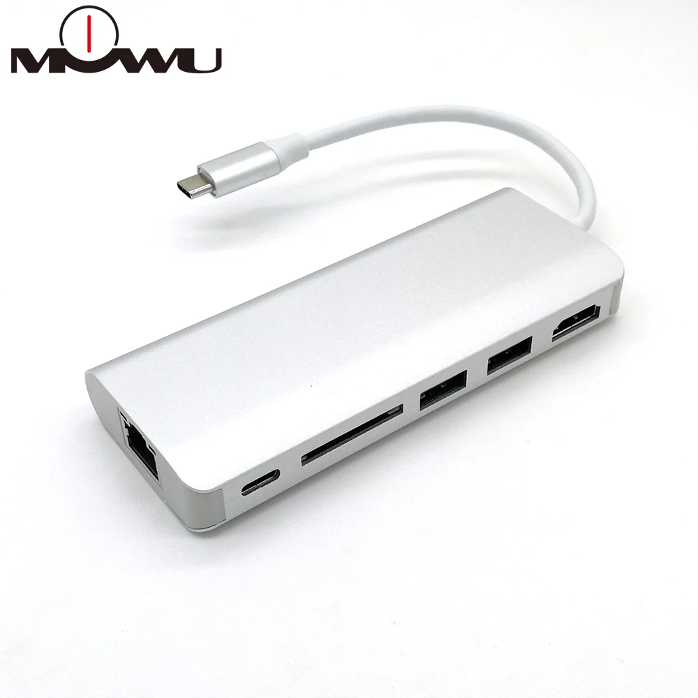USB концентратор типа C к HDMI/USB 3,0/RJ45/SD/TF/type C адаптер конвертер для Macbook Pro Google Chromebook