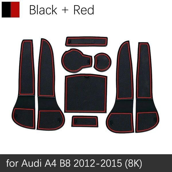 Anti-Slip Rubber Cup Cushion Door Groove Mat for Audi A4 B8 8K RS4 S4 S line RS 4 Interior 2012~ Accessories mat for phone - Название цвета: Красный