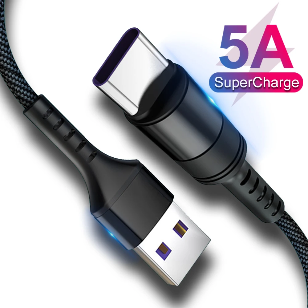 USB C кабель для передачи данных 5A Huawei P30 супер Зарядка Xiaomi Mi 8 9 Redmi K20 Note 7 быстрый