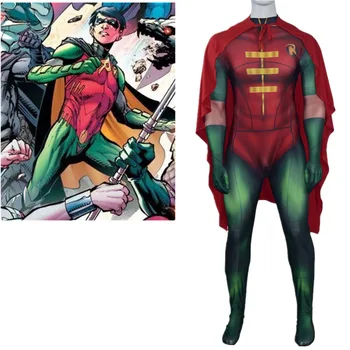 

Robin Costume Lycra Spandex Zentai Jumpsuits 3D Printed Super Hero Bodysuit Suit Halloween cosplay for Kids Men Adult
