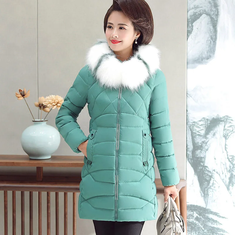 

2019 New Style Mom Winter Coat Mid-length Middle-aged WOMEN'S Dress Western Style Cotton-padded Clothes Cotton-padded Jacket Mid