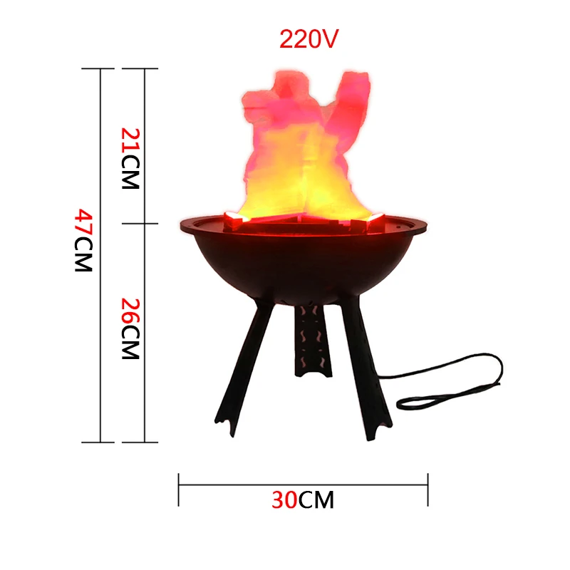 Аксессуары для Хэллоуина реквизит электронный мангал имитация ложного пламени светодиодный светильник Ложный огонь реквизит поддельный мангал 220 В - Цвет: A30cm-220V