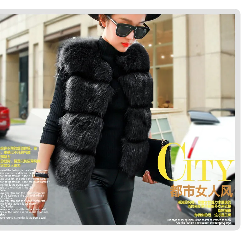 Autumn and Winter New Fashion Women's Imitation Fox Fur Vest Fur Sleeveless Short Vest Jacket Vest Imitation Fur Explosion - Цвет: B