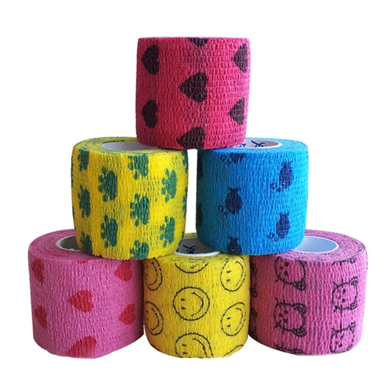 

Multifunction Self Adhesive Elastic Bandage Muscle Tape Joints Wrap Bandage Non-woven Pet Flexible Cartoon Printed Bandage