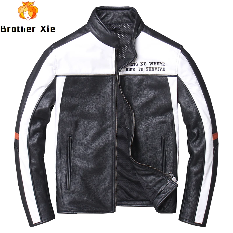 

2020 Men's Genuine Leather Jackets Heavy Motorcycle Leather Hooded Jackets Cow Leather Patchwork Slim fit Coat for Male