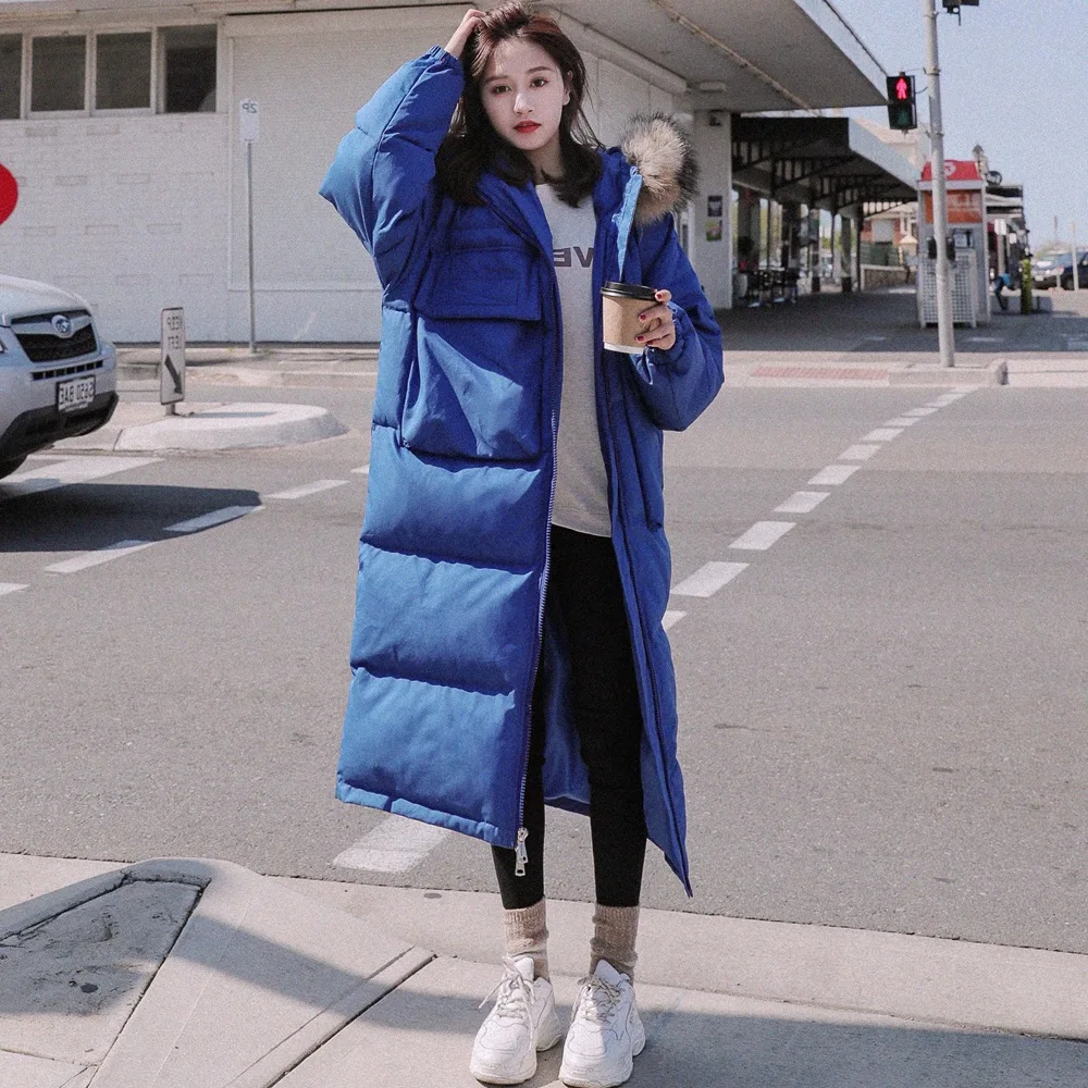 

Photo Shoot 2018 Winter New Style Korean-style WOMEN'S Wear-Style Retro CHIC Long Loose-Fit Fur Collar Cotton-padded Clothes Cot