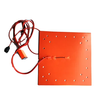 

520*520*3mm Dual Zone heater for 3d printer silicone heater adhesive 1side digital thermostat 24 holes on pad 4000mm lead