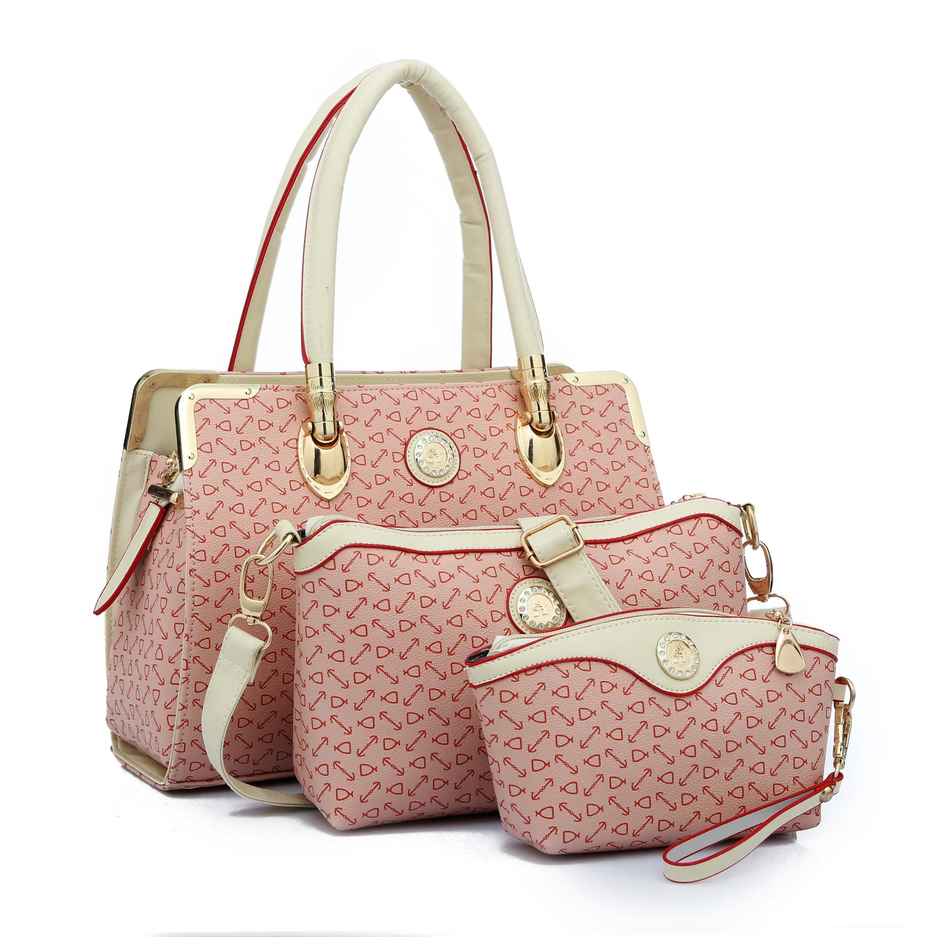 

Europe And America Fashion Arrowhead Shoulder Oblique Trend Composite Bags Summer New Style Three-piece Set Handbag