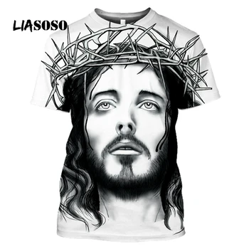 

LIASOSO Anime God 3D Printing Jesus T shirt Casual Streetwear Men Harajuku Women Fashion Children's Shirt Short Sleeves T shirt