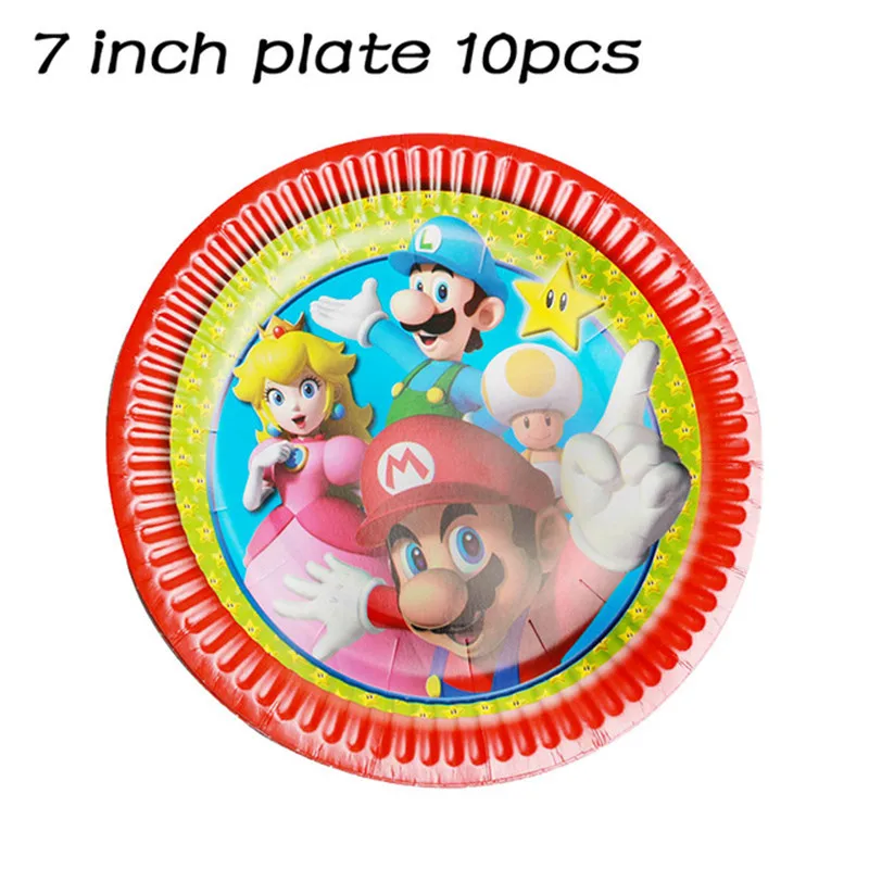 10pcs plates Тема "Супер Марио" пластиковые сумки для мальчиков, Детские сувениры, вечерние подарки на день рождения - Цвет: 10pcs plates