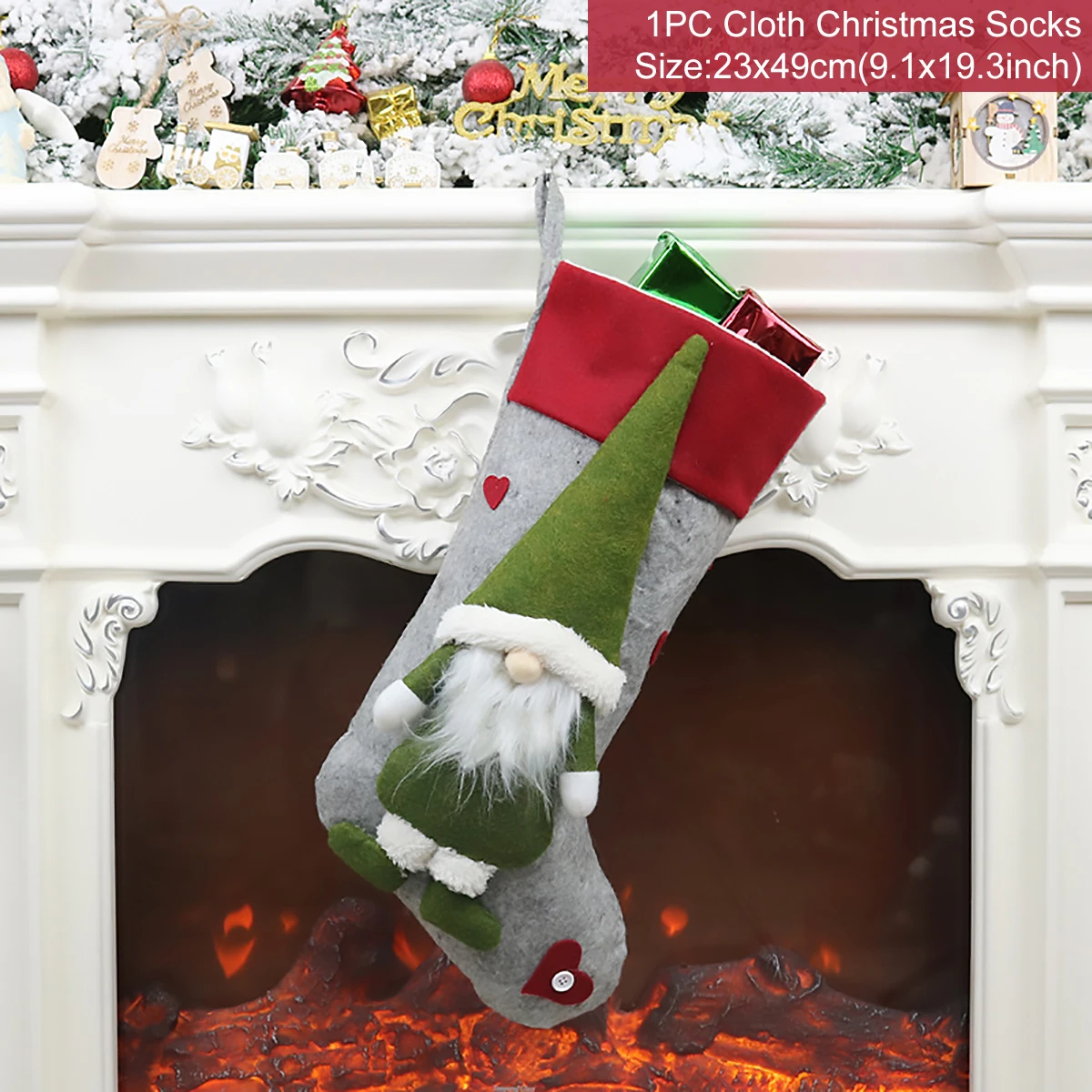 xmas Stocking 1 Рождественские подарочные сумки рождественские чулки Рождественские елочные игрушки Рождественские елки украшения для дома Navidad год - Цвет: xmas Stocking 1