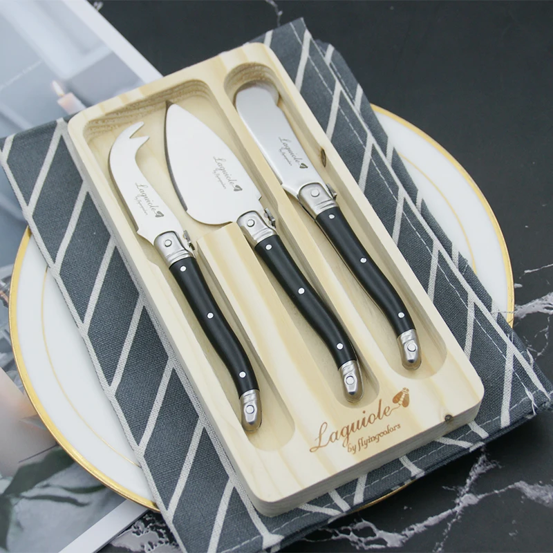 Cutlery Set Western Style Cutlery Set Picnic Cutlery Set 3pcs Laguiole Cheese Knife set Butter Spreaders Cheese Knives Scraper Slicer Cutter Red Rainbow