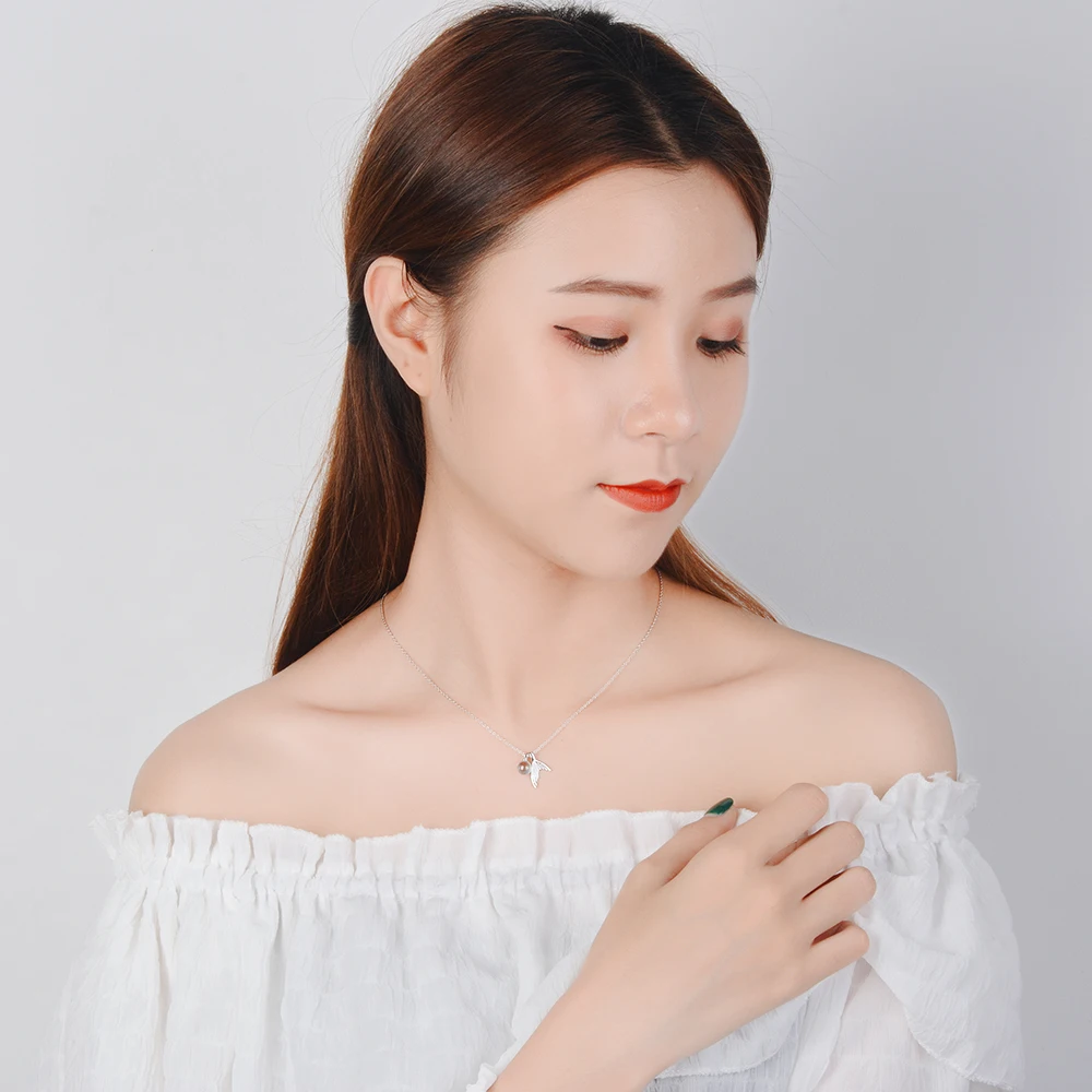 925 Sterling Silver Mermaid Pendant Necklace Blue Crystal Necklace For Women Fashion Jewelry New 2020