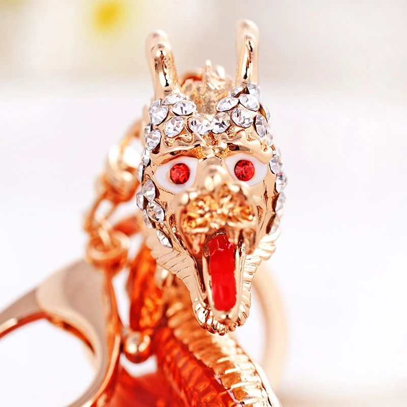 Эмаль Китайский Зодиак брелок в виде дракона Новинка стразы брелок животное брелок для женщин и мужчин сумка Шарм аксессуары подарок