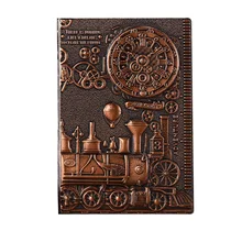 

A5 Retro Notebook 3D Steampunk Engraving Effect PU Travel Notebook Train Printing Decoration Diary Exquisite Book Gift