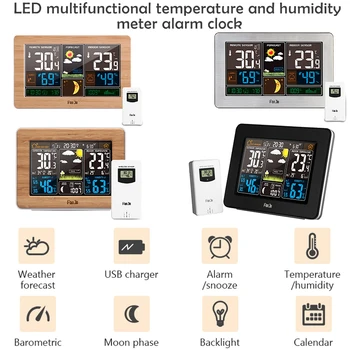 

Wireless Weather Station Wall Digital Clock Barometer Thermometer Hygrometer Sensor Colorful LCD Display