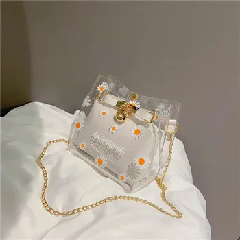 

Transparent small bag handbags 2020 popular new fashion net red messenger bag chain shoulder bucket bag