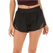 Новые шорты для бега для Женщины Йога для бега тренировки дышащая сетка шнурок с подкладкой 2 в 1 спортивные фитнес шорты для девочек