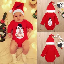 Рождественский костюм для новорожденных; Комбинезоны для маленьких девочек и мальчиков; Экипировка Одежда комбинезон с Санта-Клаусом и снеговиком; Рождественский костюм для младенцев; A1