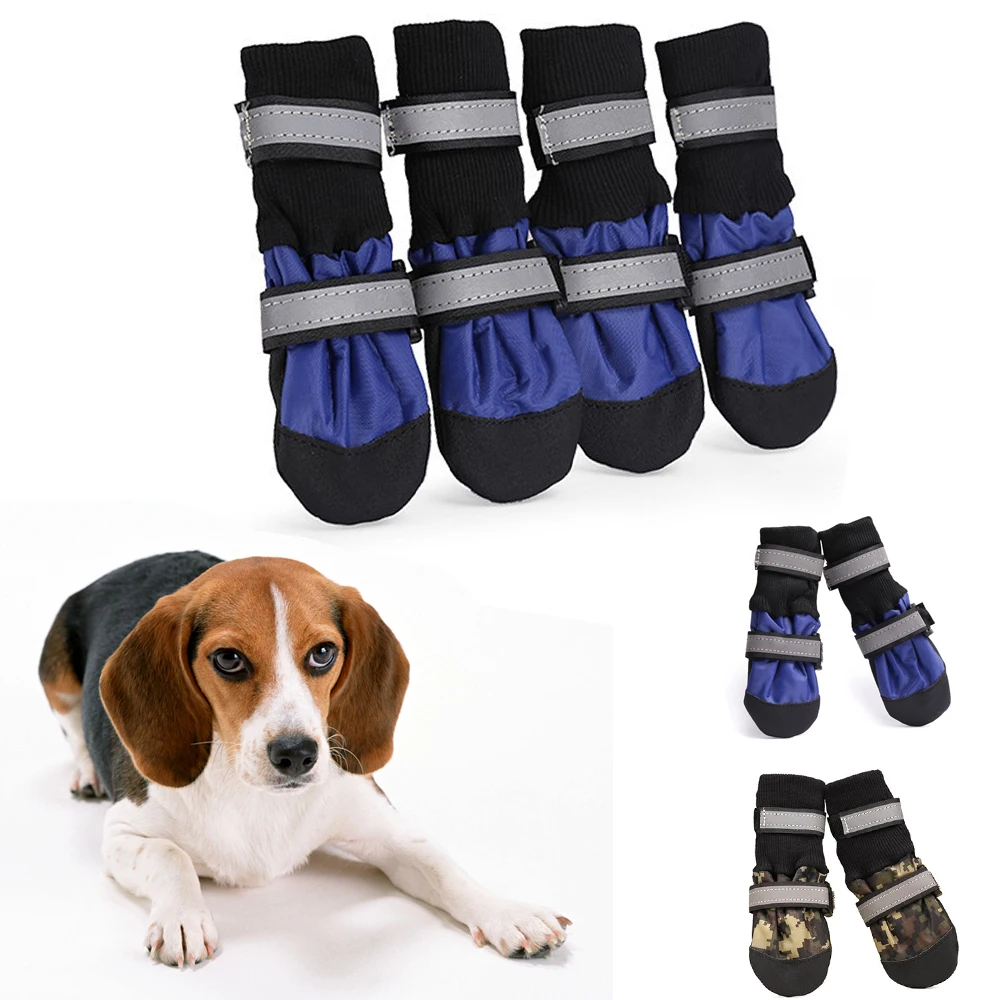 Зимние водонепроницаемые ботинки для собак 4 шт. противоскользящие
