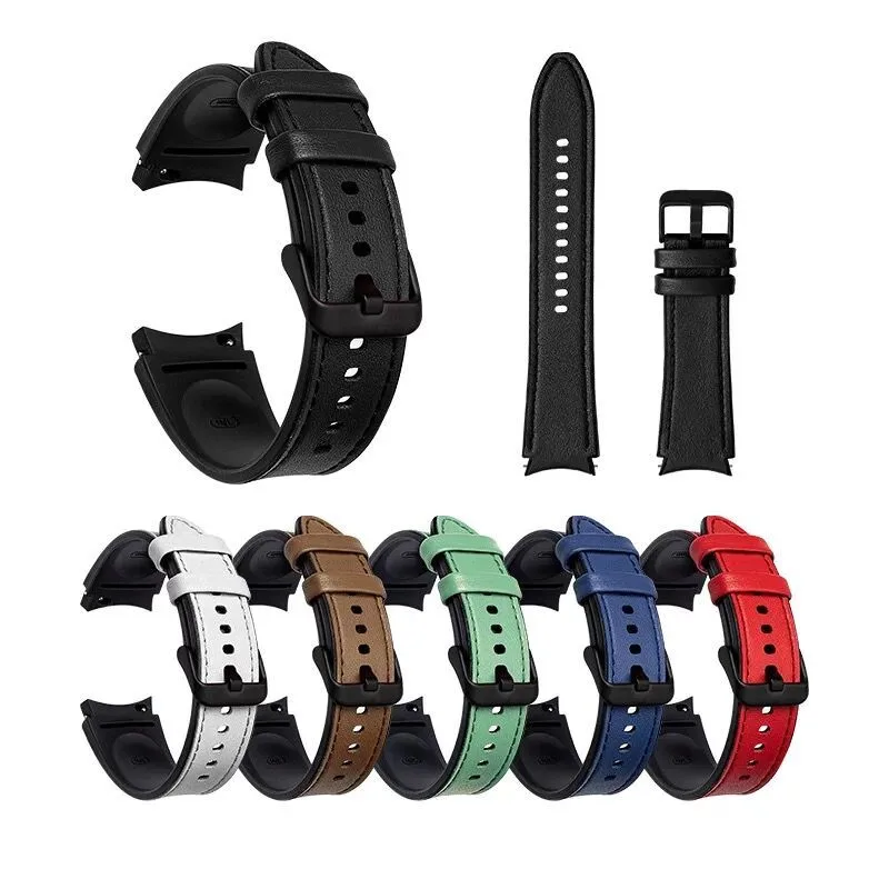 Silicone+leather Strap for Samsung Galaxy Watch 4 Classic 46mm 42mm/Watch4 44mm 40mm Band Metal Buckle Wristbands Bracelet Belt |